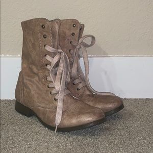 Tan combat boots